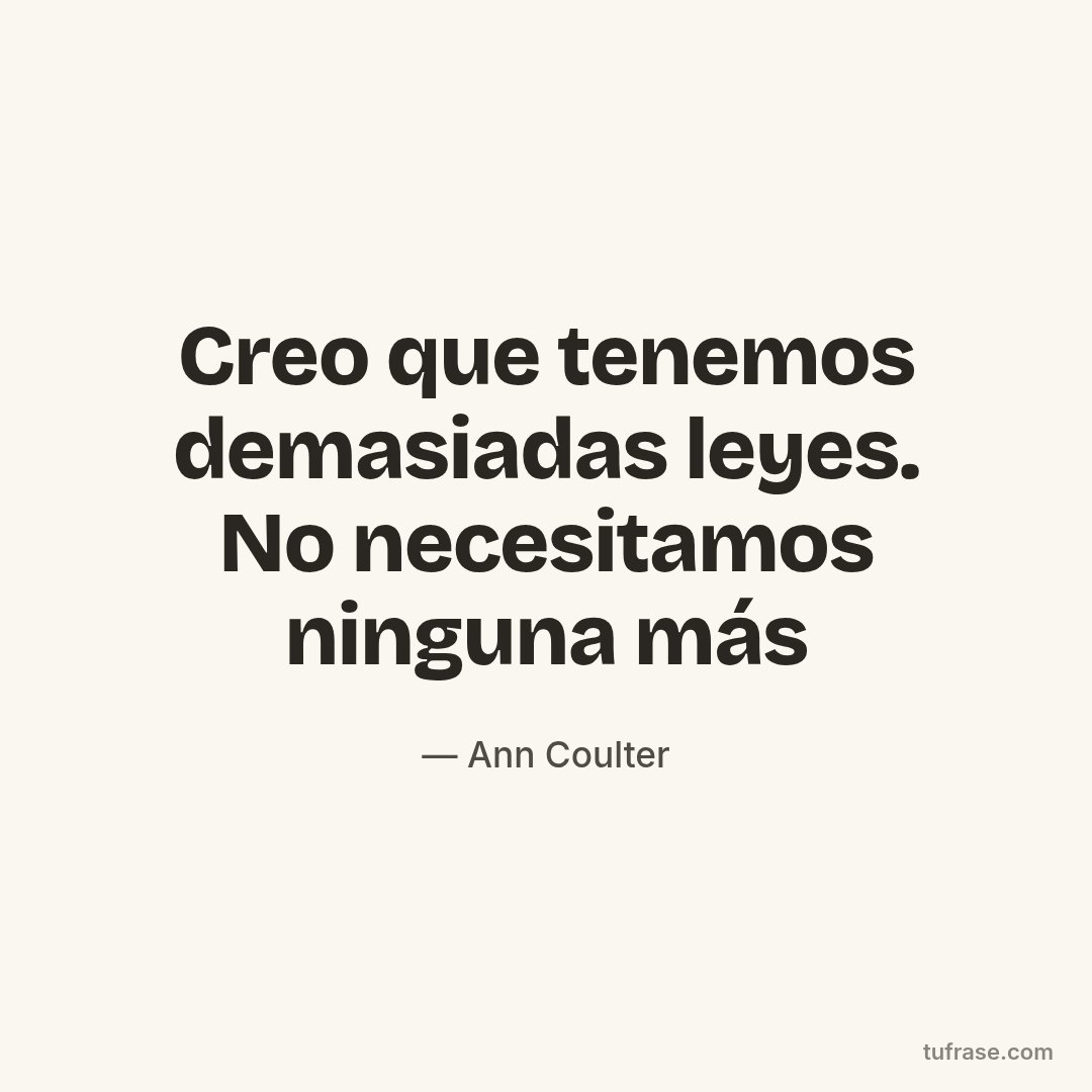 Creo que tenemos demasiadas leyes. No necesitamos ninguna más