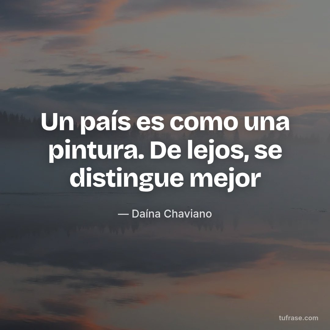 Un país es como una pintura. De lejos, se distingue mejor