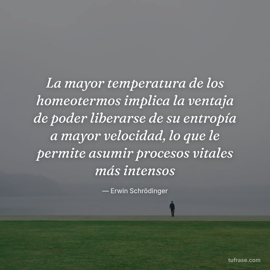 La mayor temperatura de los homeotermos implica la ventaja de poder liberarse de su entropía a mayor velocidad, lo que le permite asumir procesos vitales más intensos