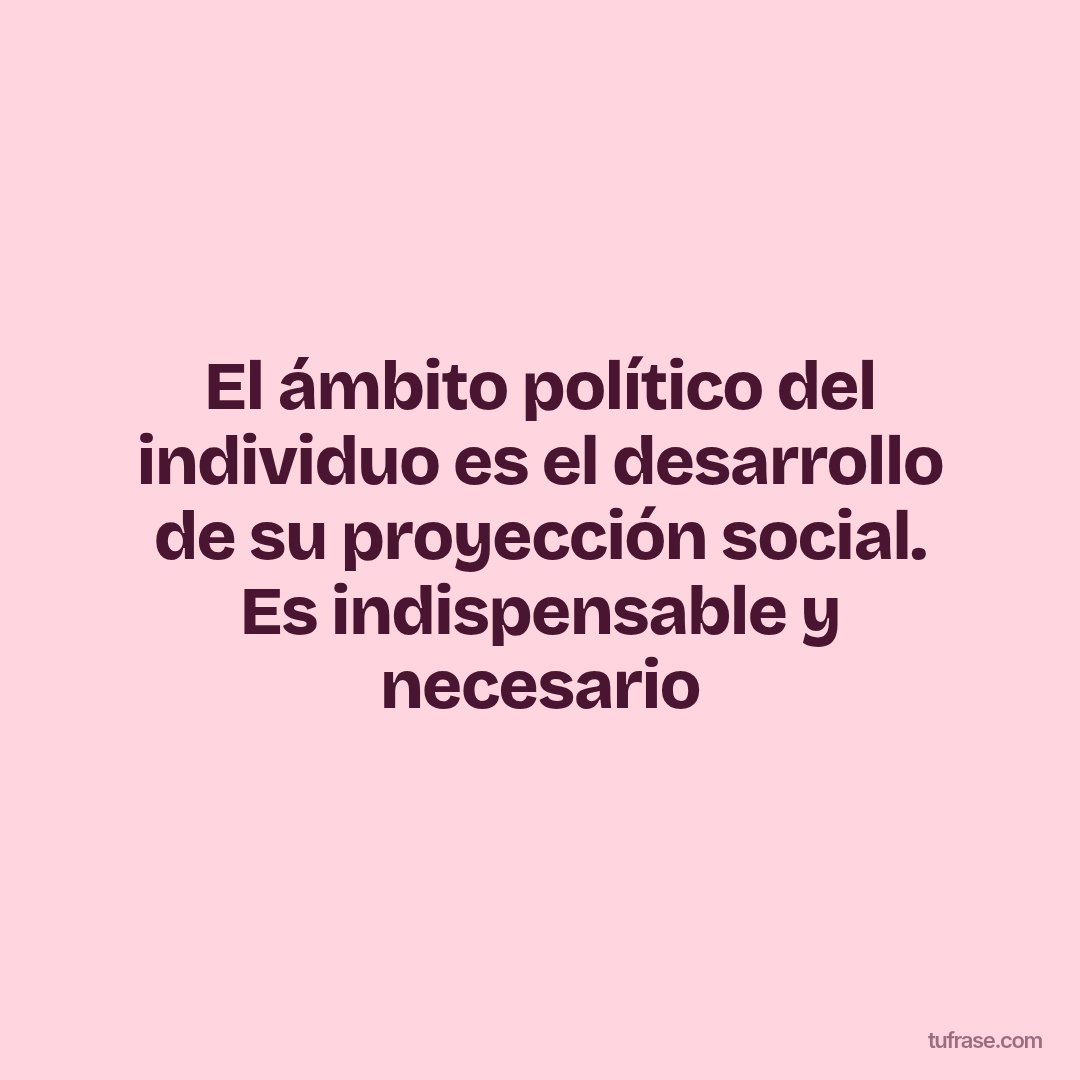 El ámbito político del individuo es el desarrollo de su proyección social. Es indispensable y necesario