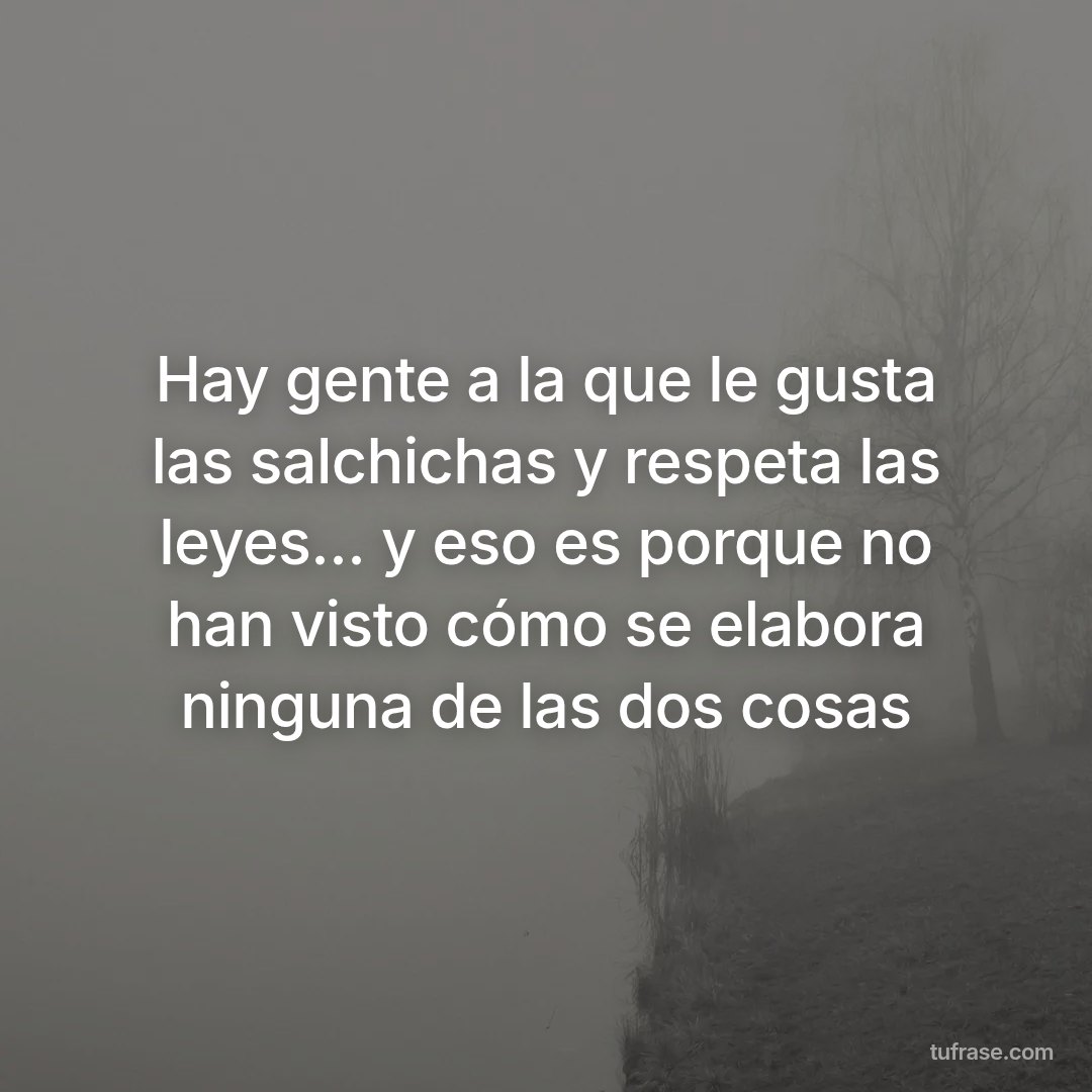 Hay gente a la que le gusta las salchichas y respeta las leyes... y eso es porque no han visto cómo se elabora ninguna de las dos cosas
