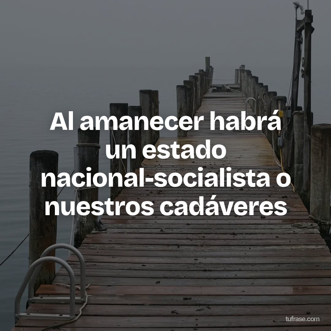 Al amanecer habrá un estado nacional-socialista o nuestros cadáveres