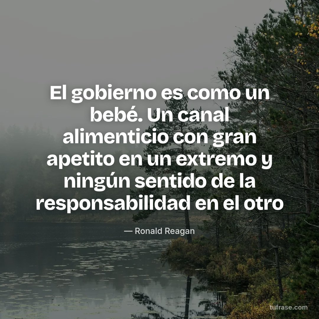 El gobierno es como un bebé. Un canal alimenticio con gran apetito en un extremo y ningún sentido de la responsabilidad en el otro