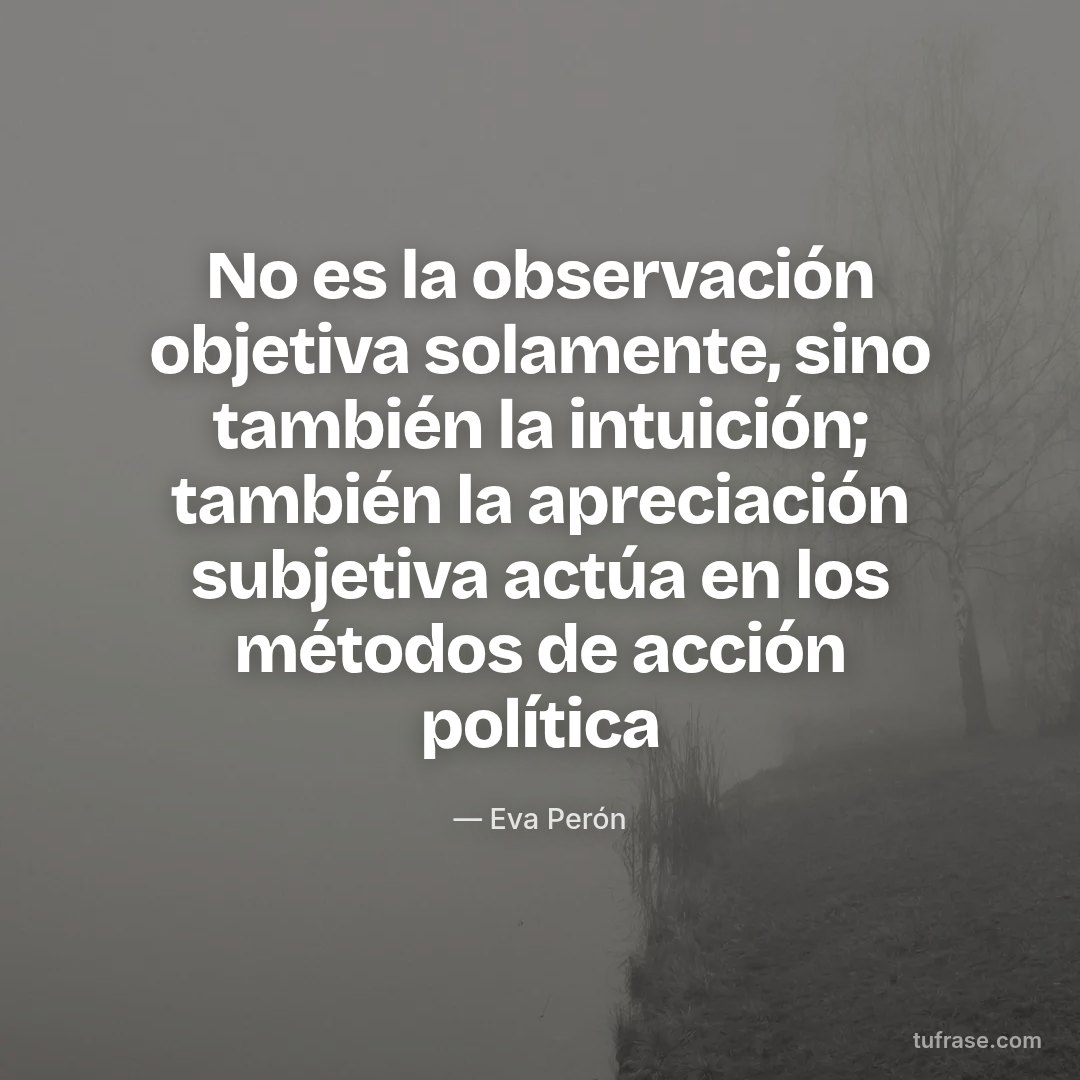 No es la observación objetiva solamente, sino también la intuición; también la apreciación subjetiva actúa en los métodos de acción política