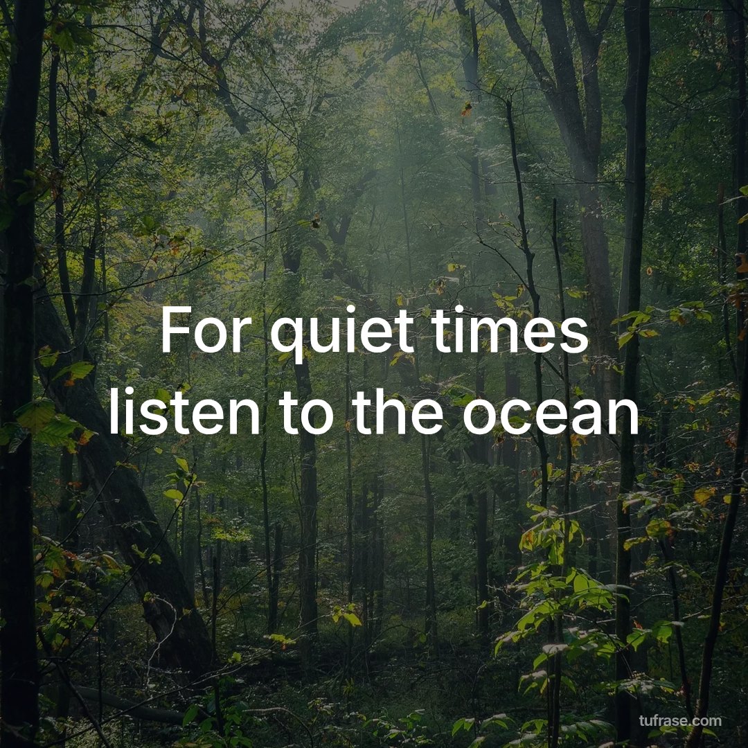 For quiet times listen to the ocean