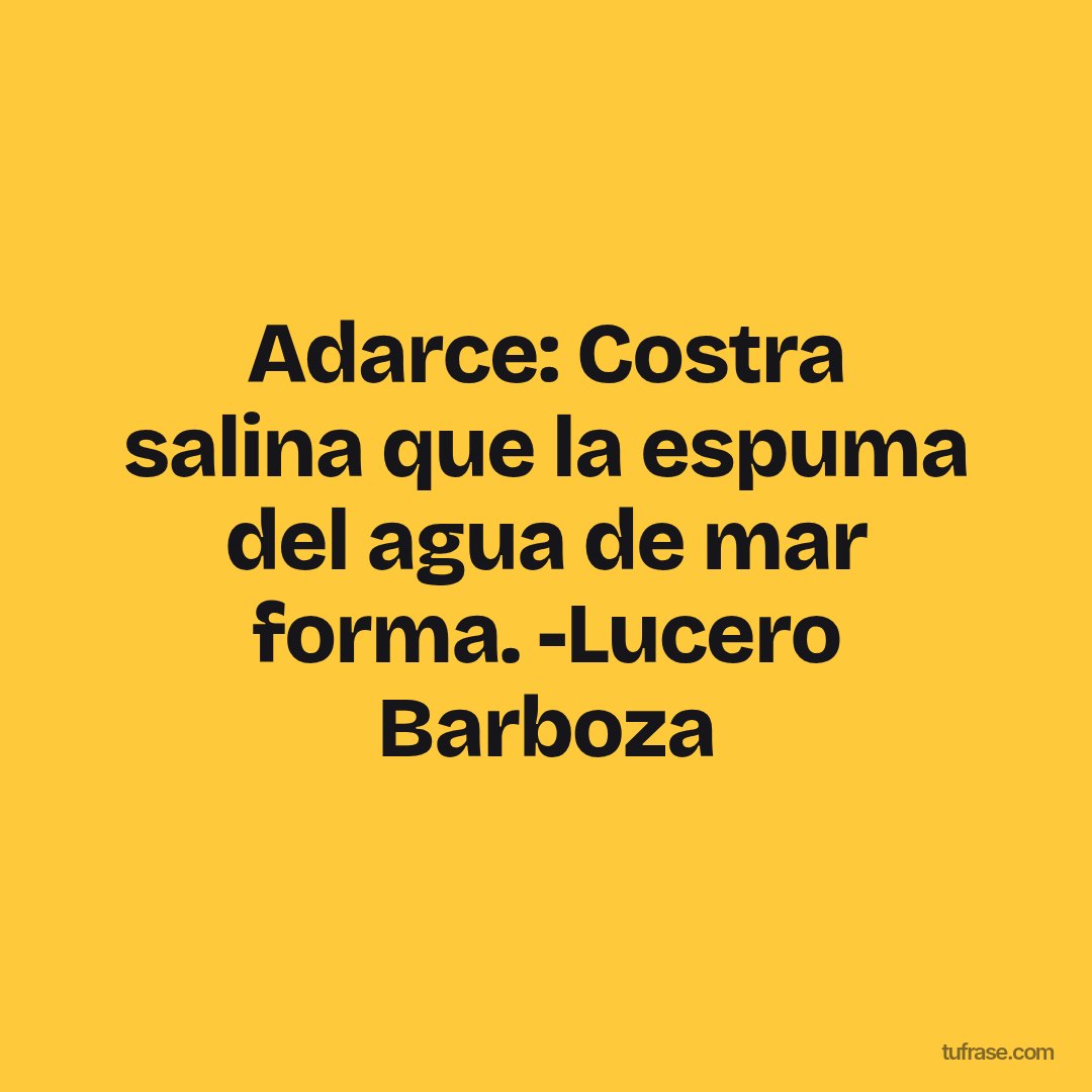 Adarce: Costra salina que la espuma del agua de mar forma. -Lucero Barboza