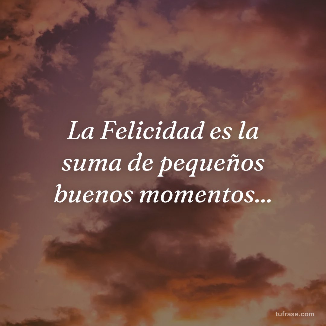 La Felicidad es la suma de pequeños buenos momentos...