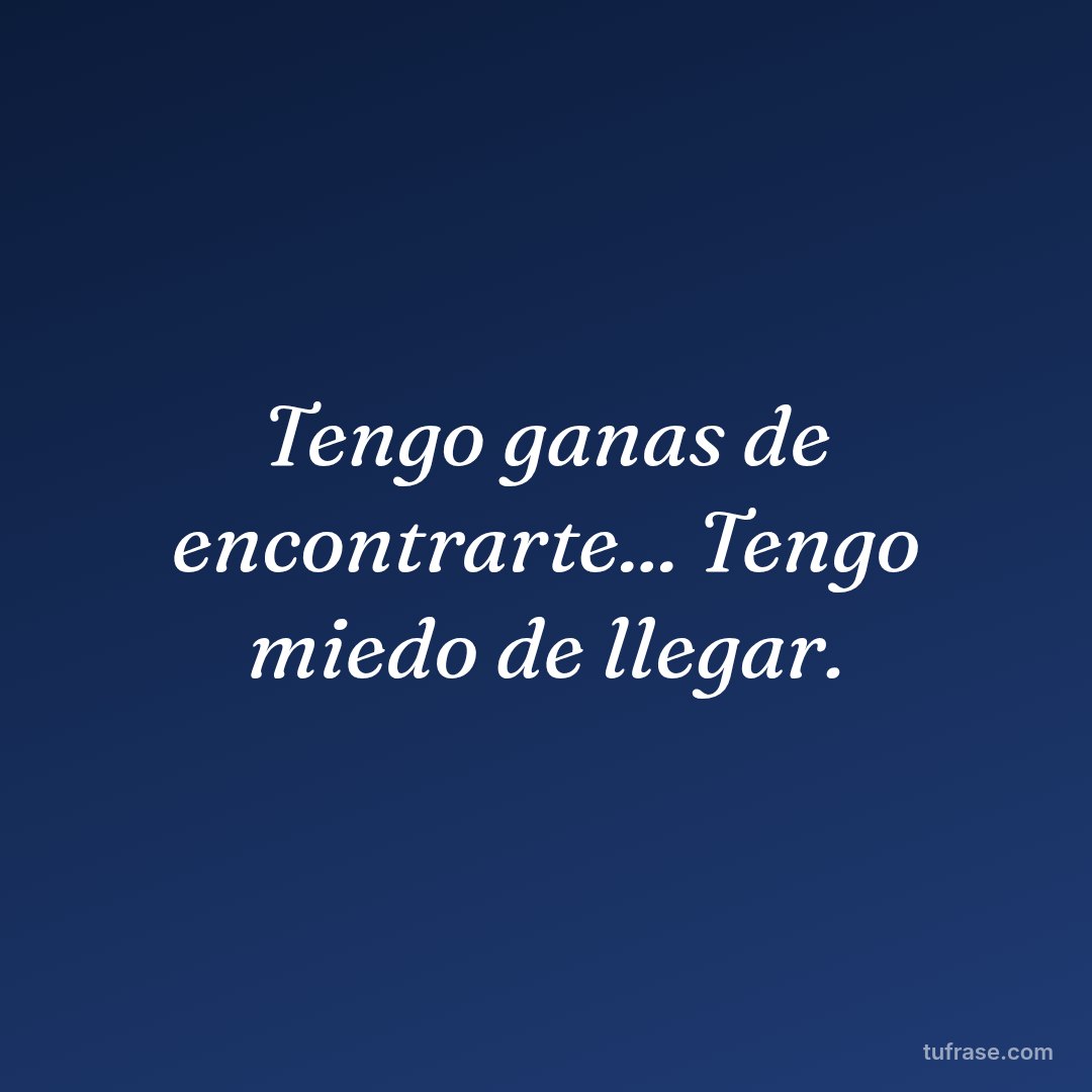 Tengo ganas de encontrarte... Tengo miedo de llegar.