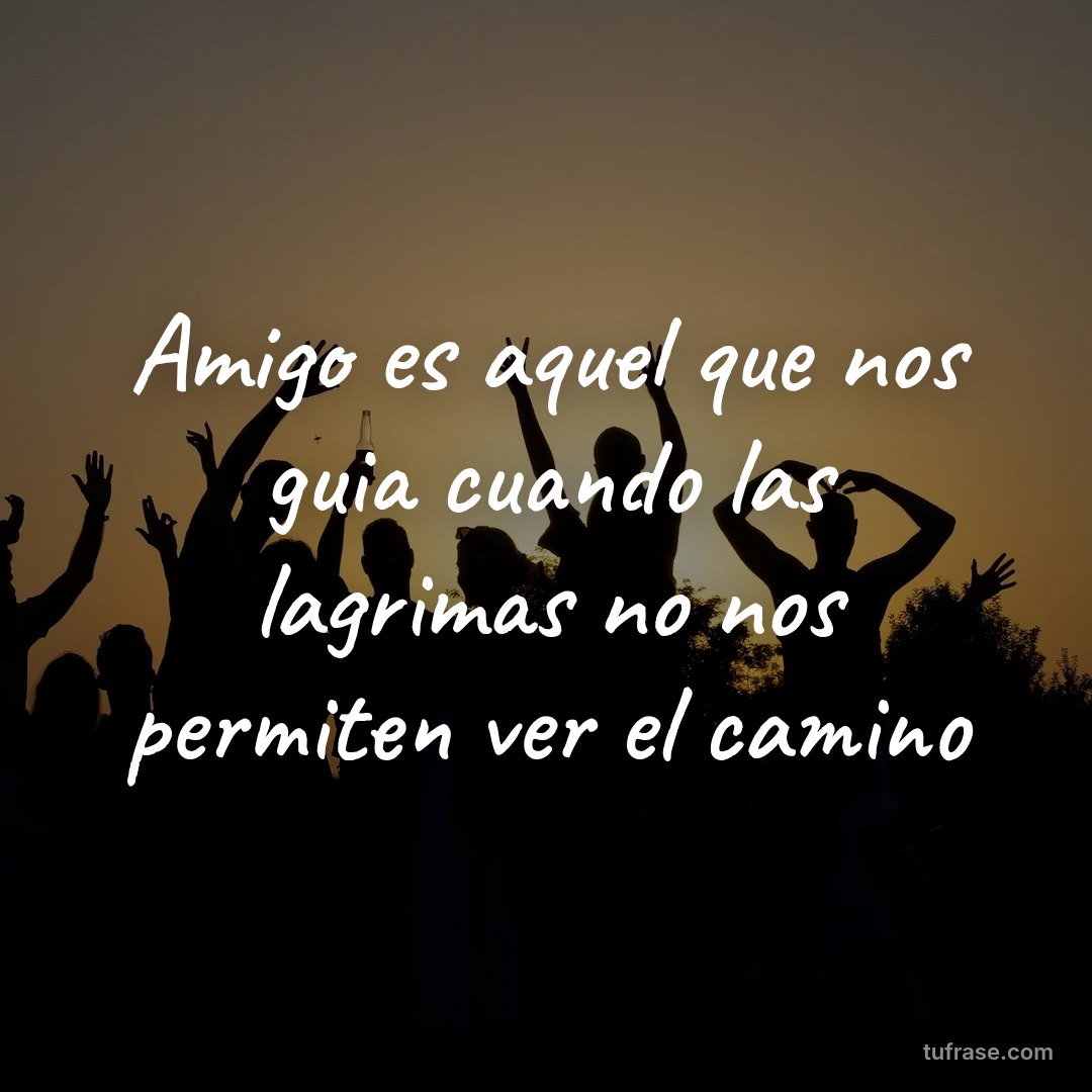 Amigo es aquel que nos guia cuando las lagrimas no nos permiten ver el camino