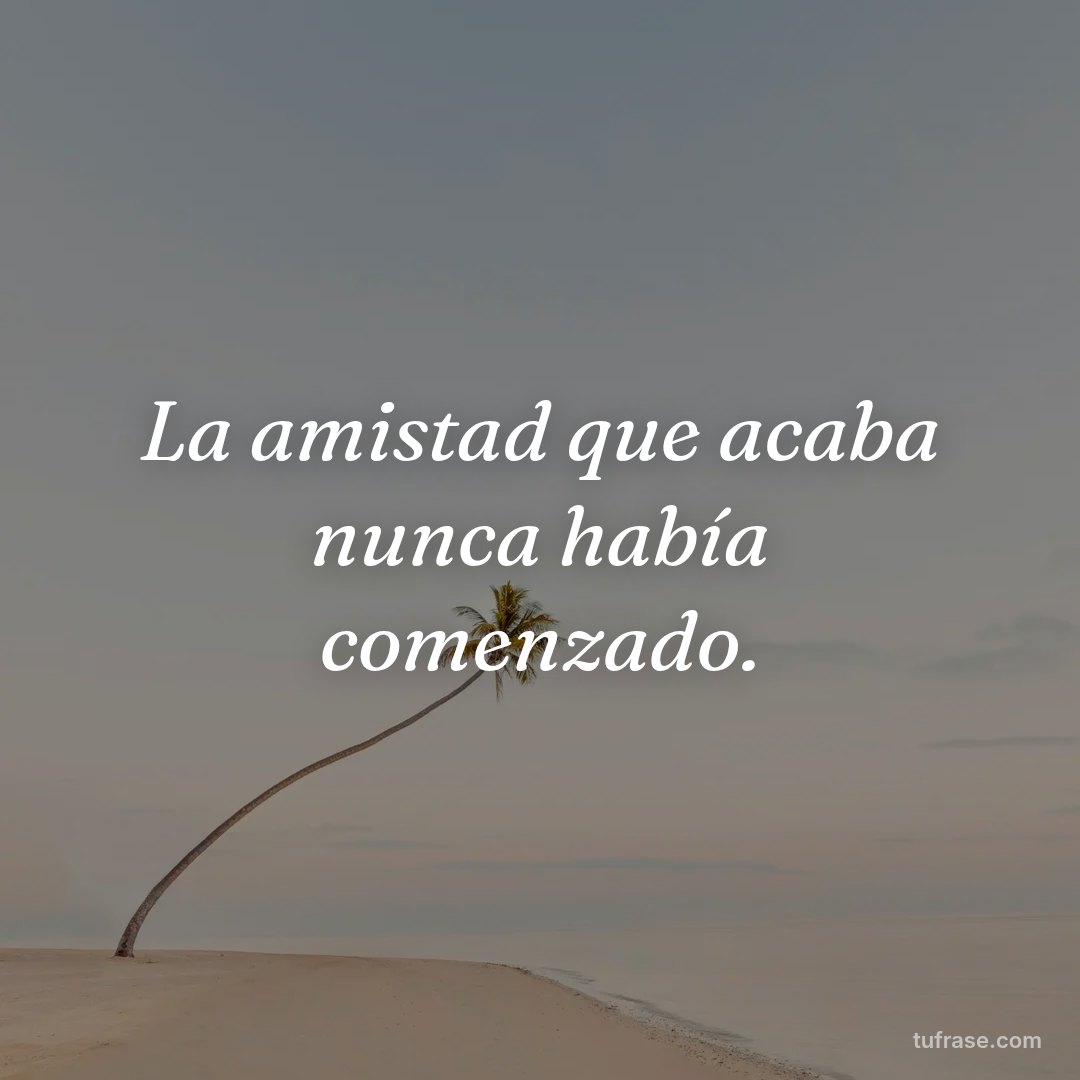 La amistad que acaba nunca había comenzado.