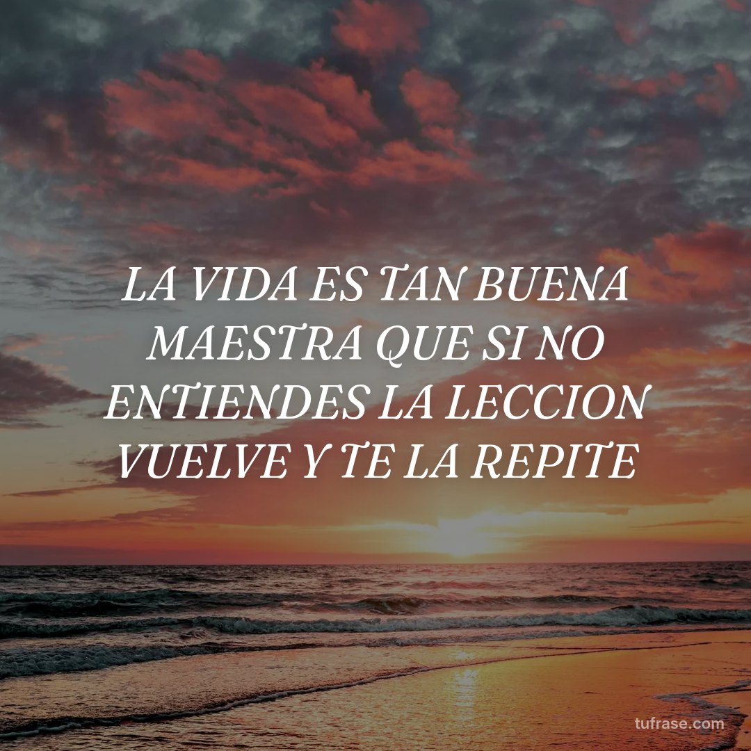 LA VIDA ES TAN BUENA MAESTRA QUE SI NO ENTIENDES LA LECCION VUELVE Y TE LA REPITE