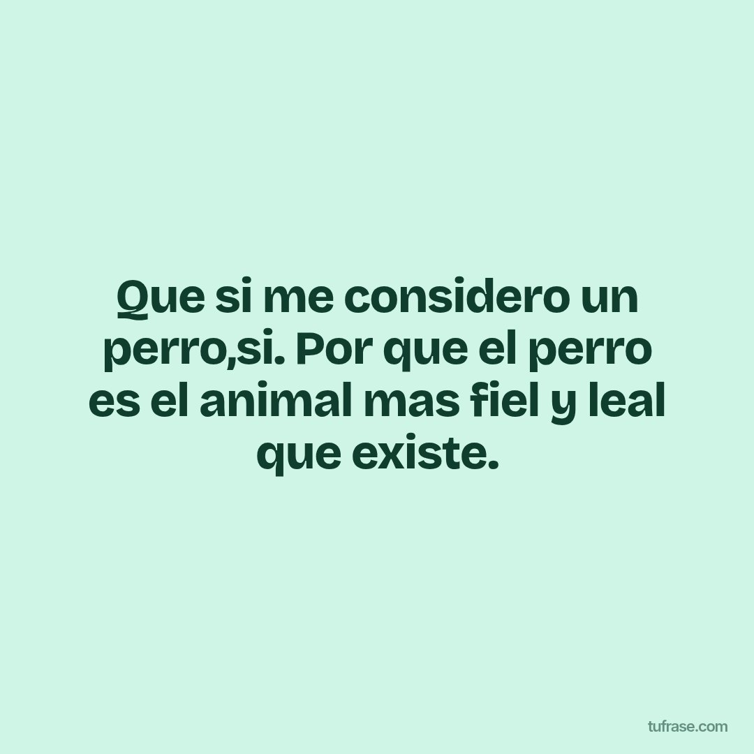 Que si me considero un perro,si. Por que el perro es el animal mas fiel y leal que existe.