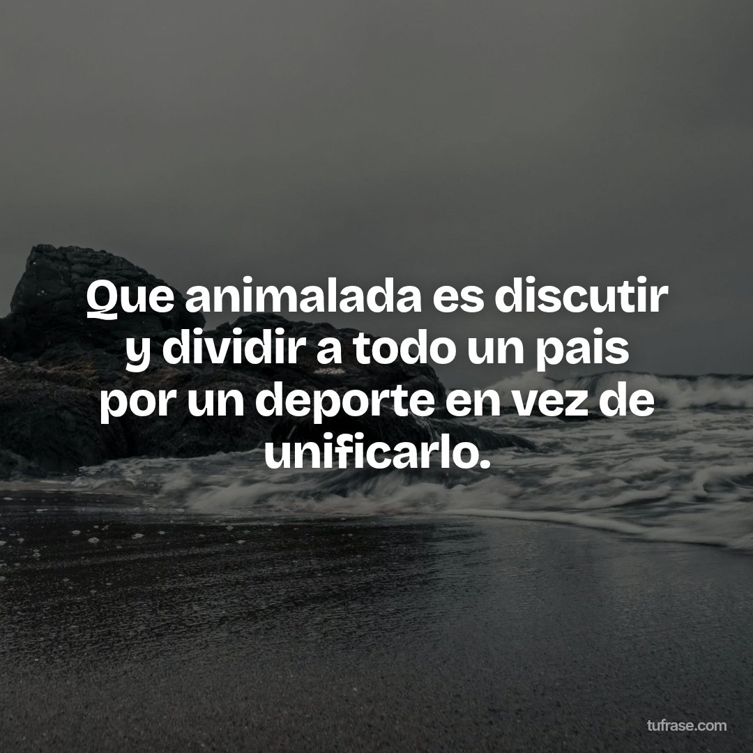 Que animalada es discutir y dividir a todo un pais por un deporte en vez de unificarlo.
