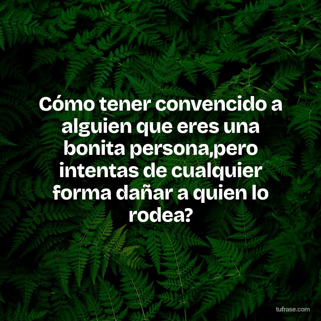 Cómo tener convencido a alguien que eres una bonita persona,pero intentas de cualquier forma dañar a quien lo rodea?