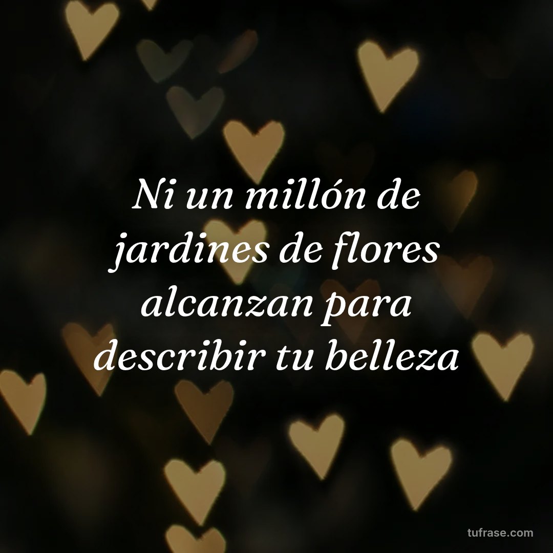 Ni un millón de jardines de flores alcanzan para describir tu belleza