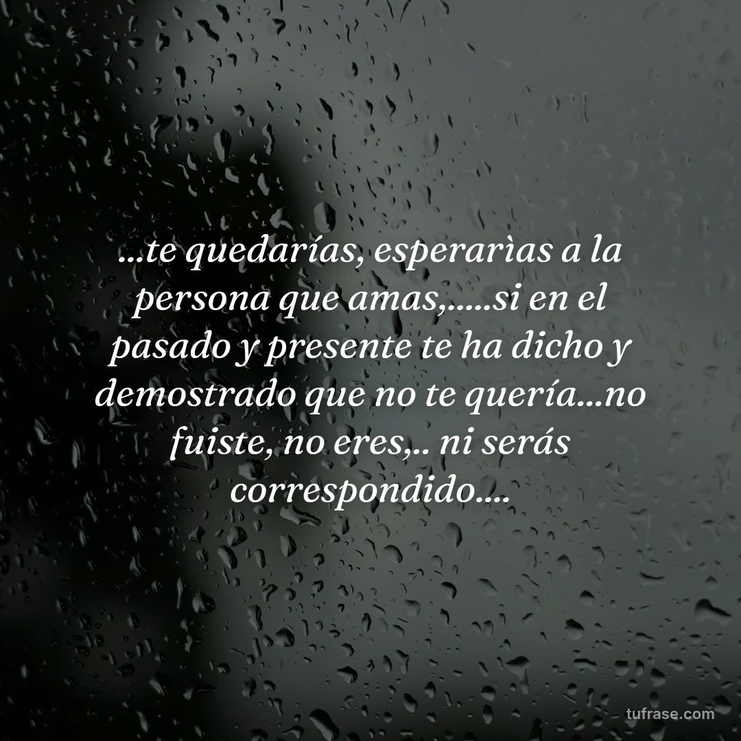 ...te quedarías, esperarìas a la persona que amas,.....si en el pasado y presente te ha dicho y demostrado que no te quería...no fuiste, no eres,.. ni serás correspondido....