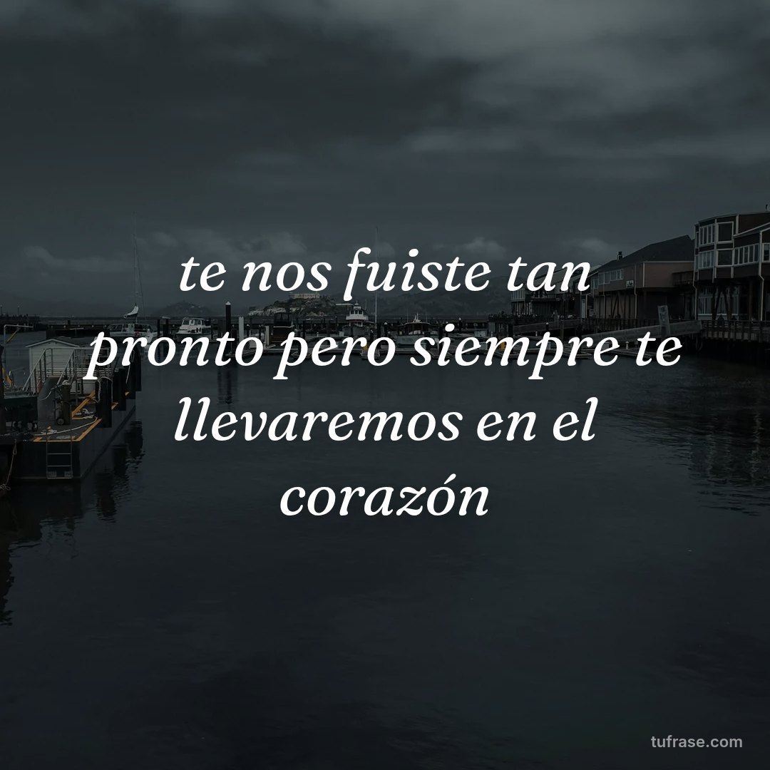 te nos fuiste tan pronto pero siempre te llevaremos en el corazón