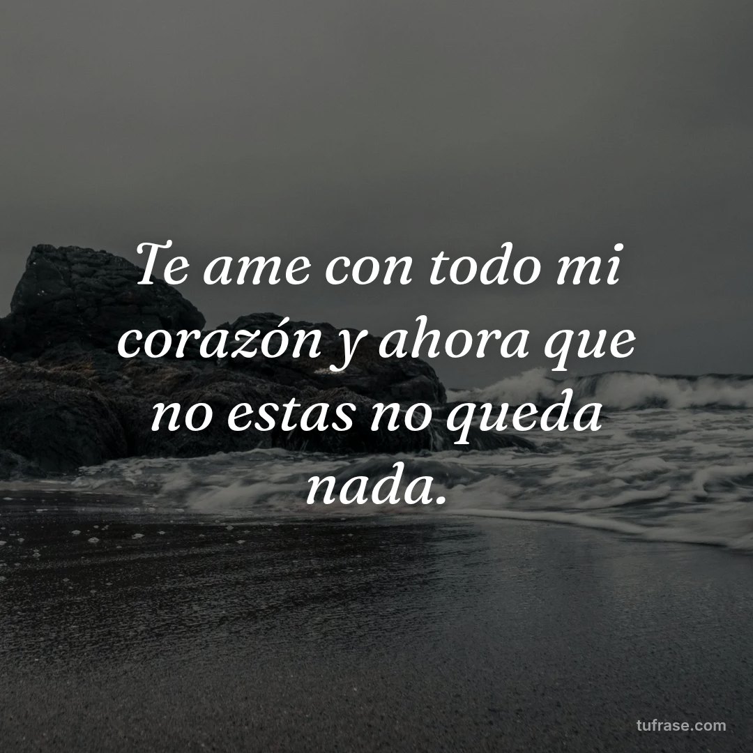 Te ame con todo mi corazón y ahora que no estas no queda nada.