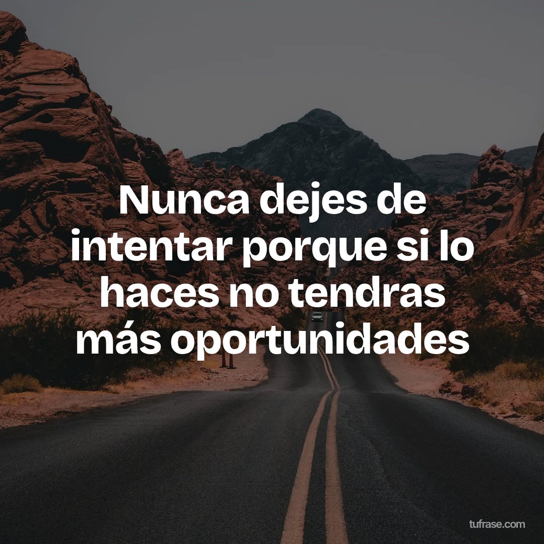 Nunca dejes de intentar porque si lo haces no tendras más oportunidades