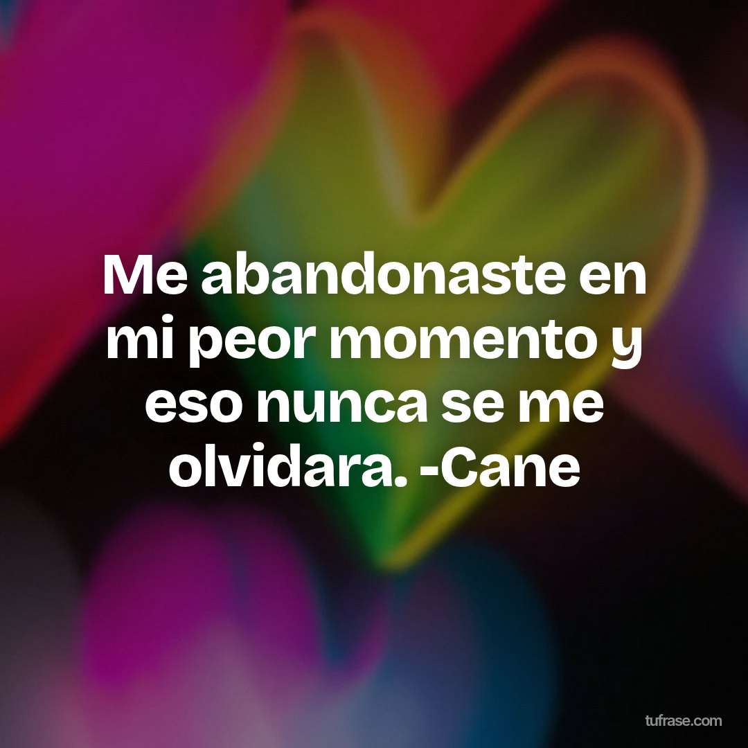 Me abandonaste en mi peor momento y eso nunca se me olvidara. -Cane