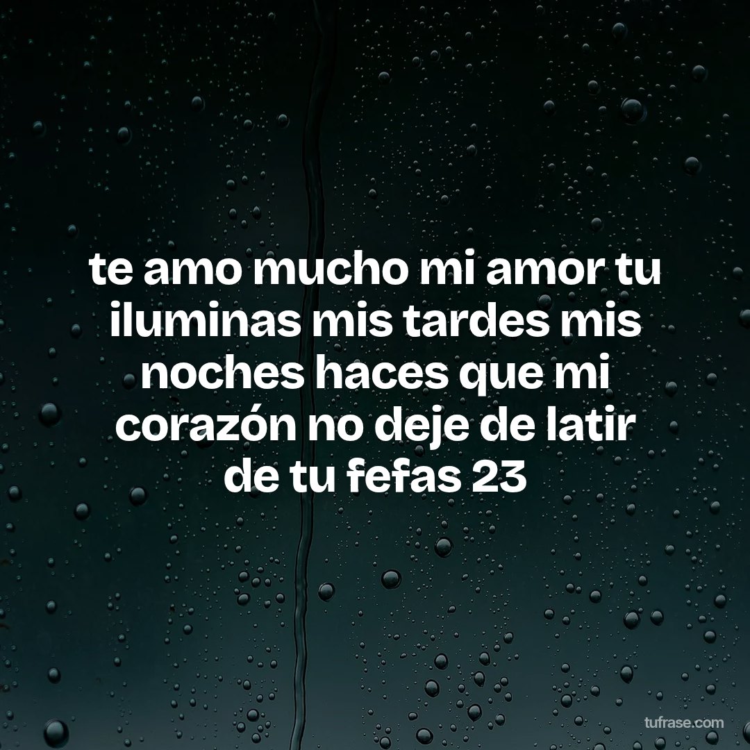 te amo mucho mi amor tu iluminas mis tardes mis noches haces que mi corazón no deje de latir de tu fefas 23