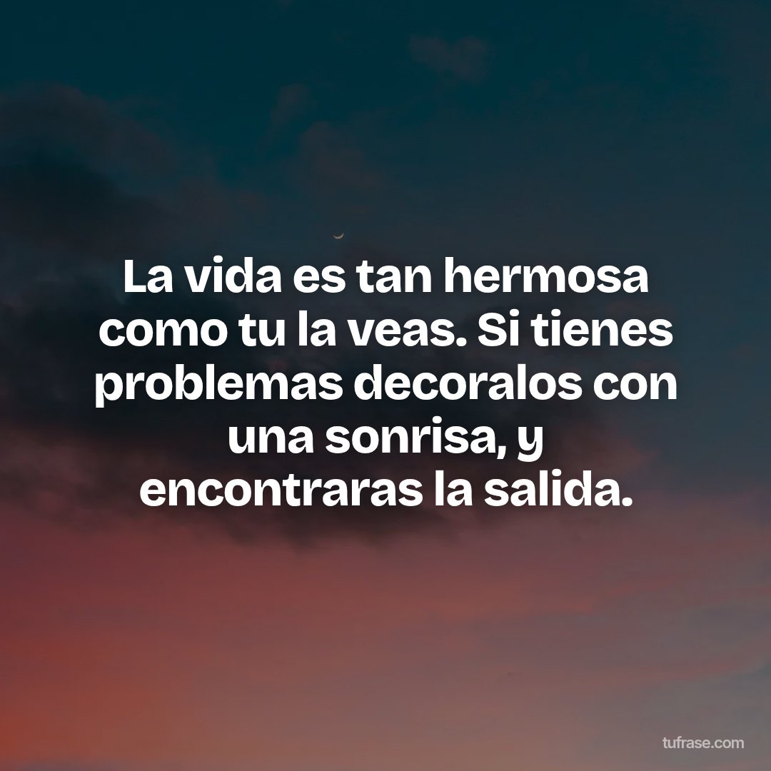 La vida es tan hermosa como tu la veas. Si tienes problemas decoralos con una sonrisa, y encontraras la salida.