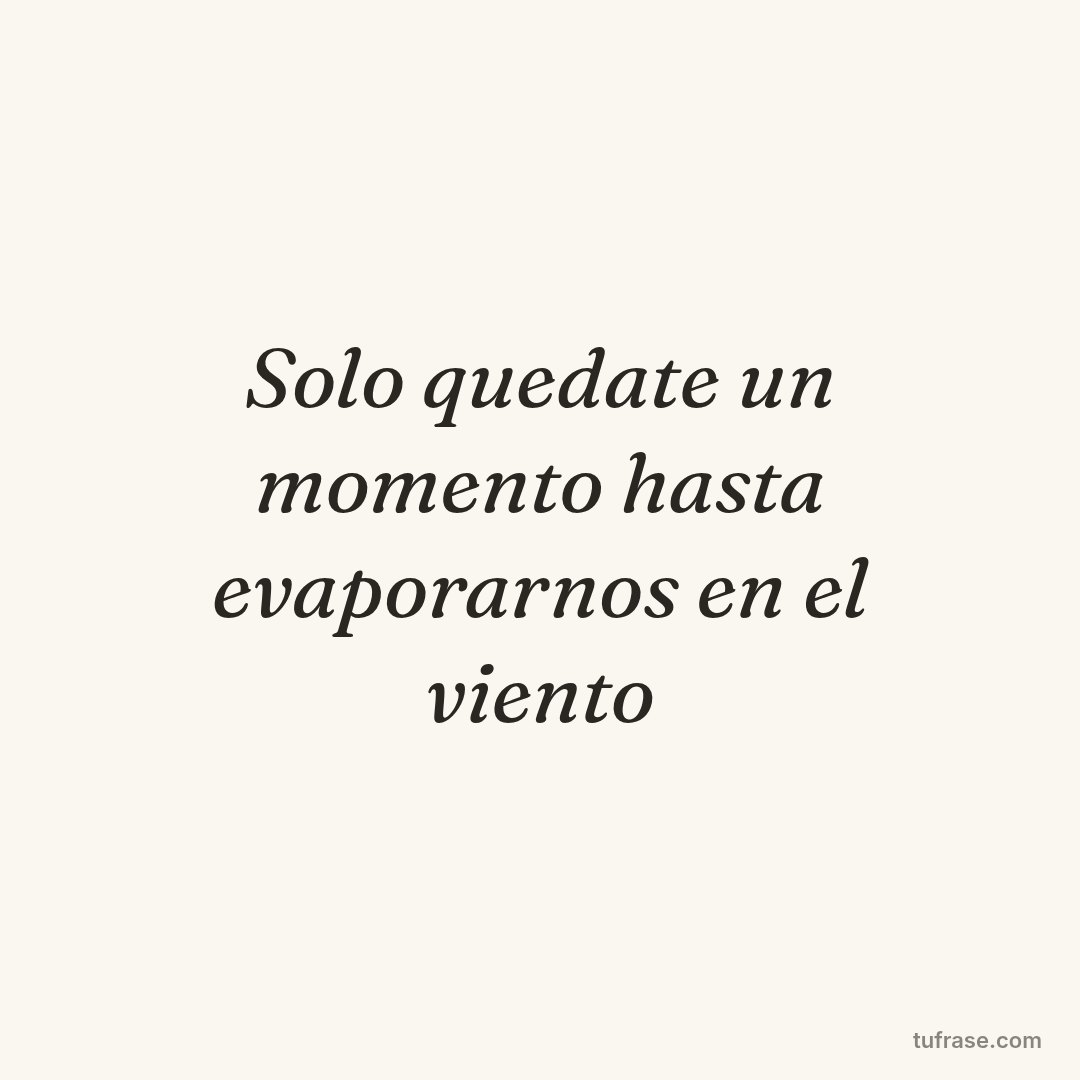 Solo quedate un momento hasta evaporarnos en el viento