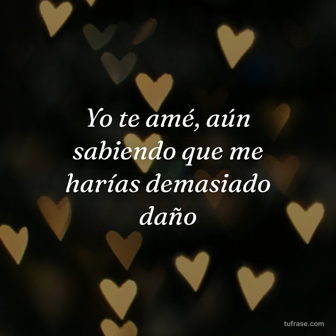 Yo te amé, aún sabiendo que me harías demasiado daño