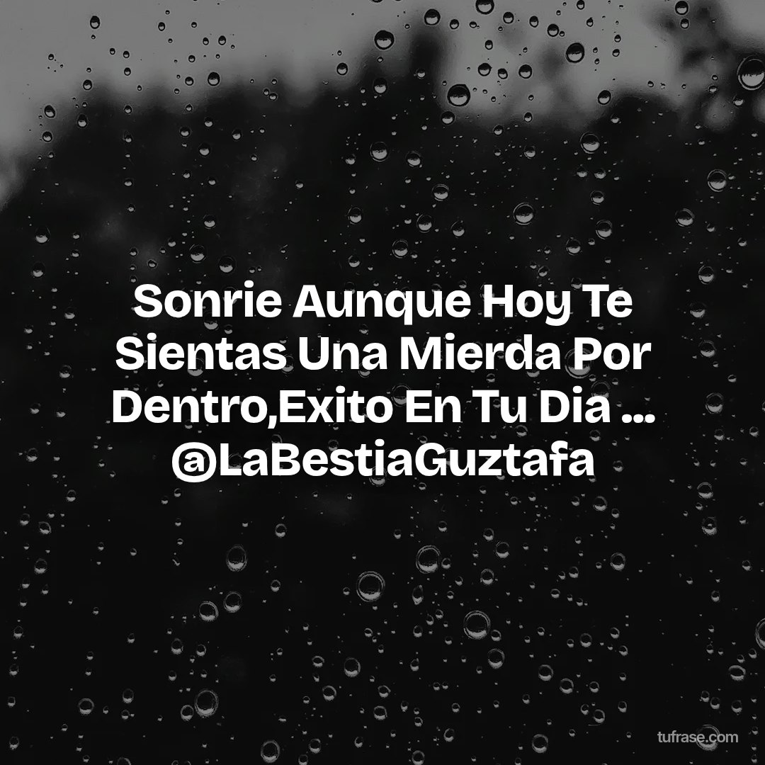 Sonrie Aunque Hoy Te Sientas Una Mierda Por Dentro,Exito En Tu Dia ... @LaBestiaGuztafa