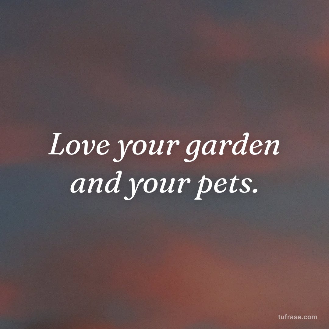 Love your garden and your pets.