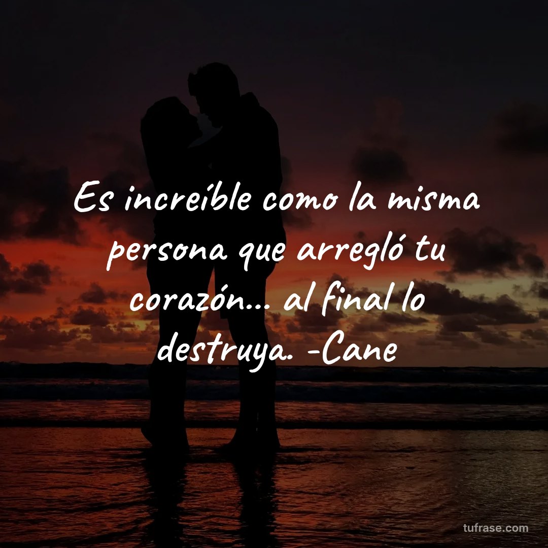 Es increíble como la misma persona que arregló tu corazón... al final lo destruya. -Cane