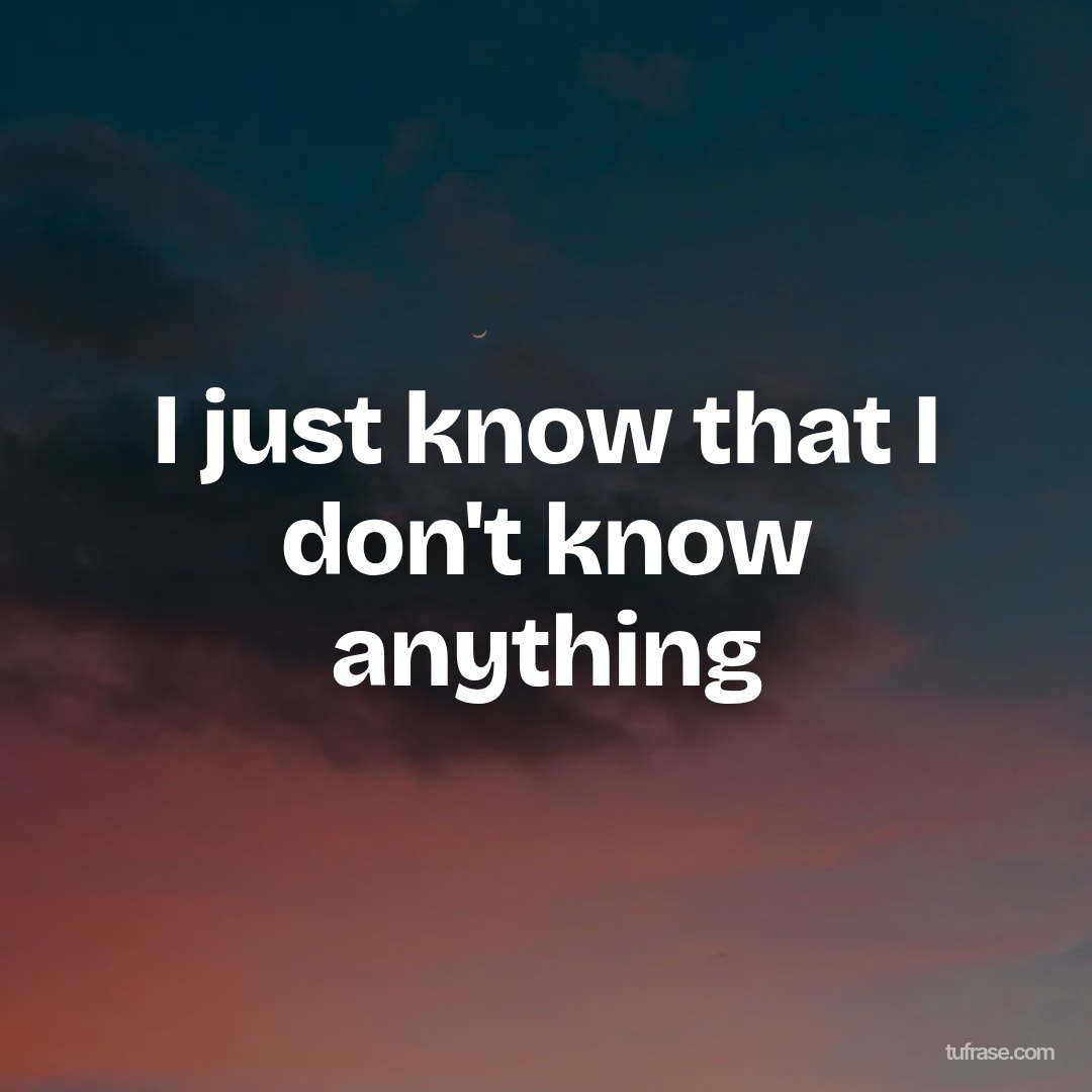 I just know that I don't know anything