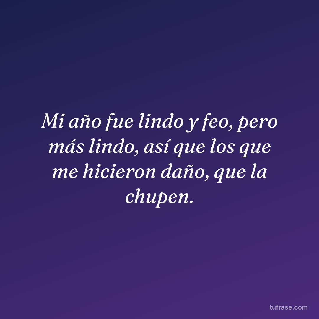 Mi año fue lindo y feo, pero más lindo, así que los que me hicieron daño, que la chupen.