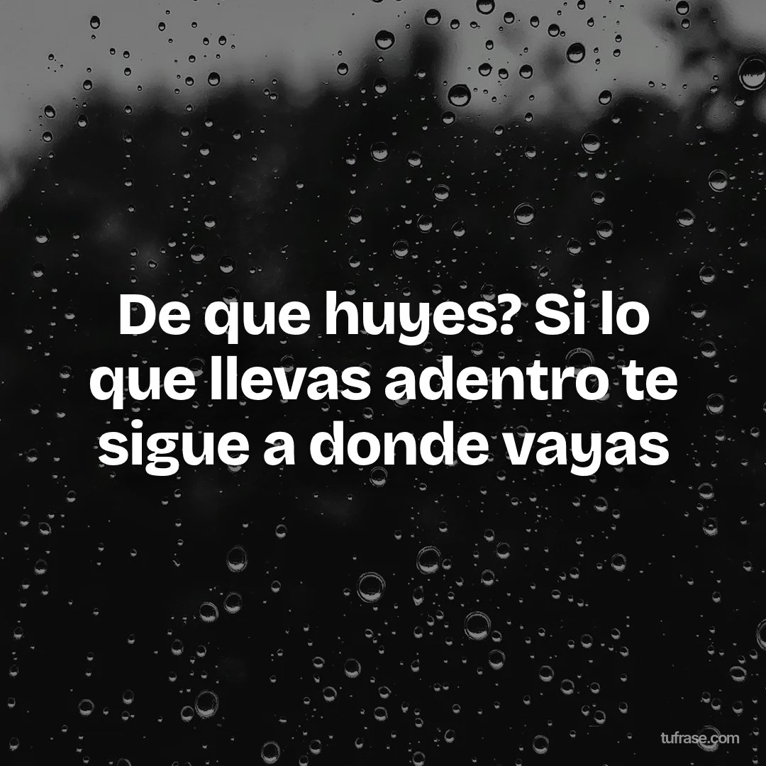 De que huyes? Si lo que llevas adentro te sigue a donde vayas