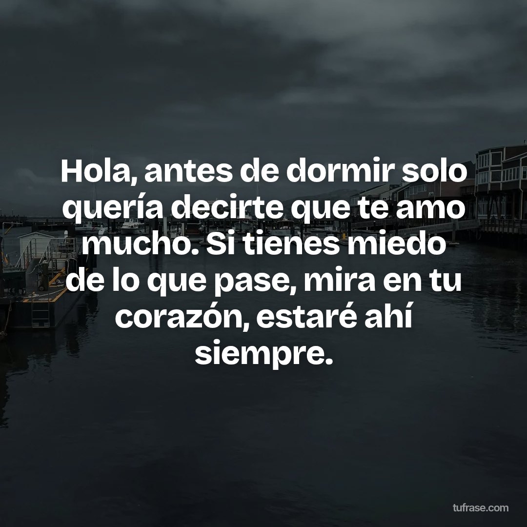 Hola, antes de dormir solo quería decirte que te amo mucho. Si tienes miedo de lo que pase, mira en tu corazón, estaré ahí siempre.