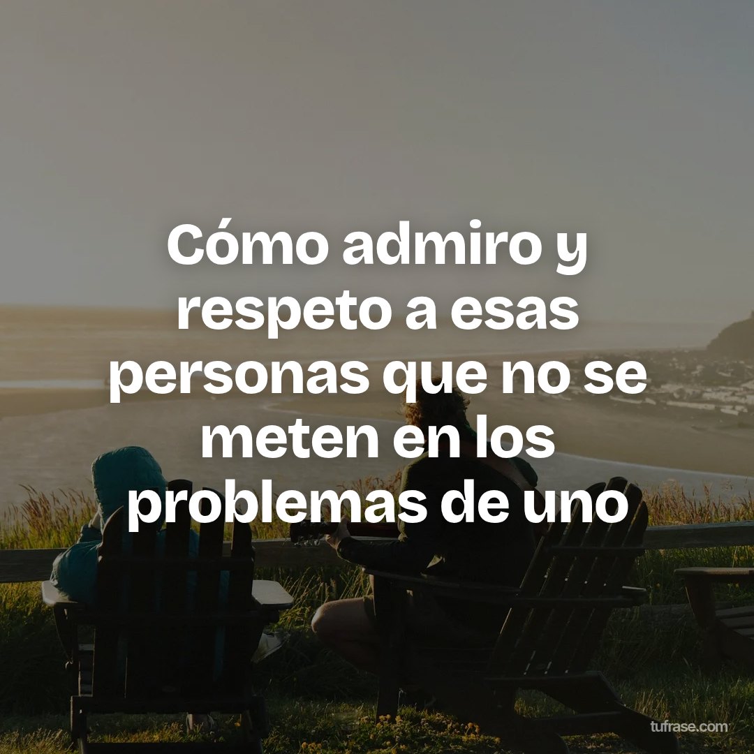 Cómo admiro y respeto a esas personas que no se meten en los problemas de uno