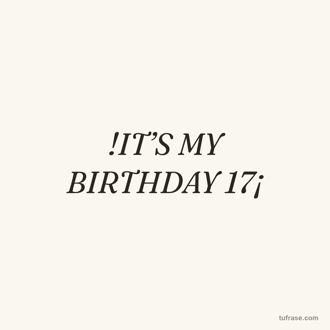 !IT’S MY BIRTHDAY 17¡