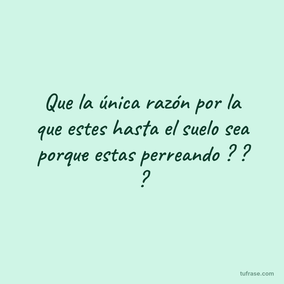 Que la única razón por la que estes hasta el suelo sea porque estas perreando ? ? ?