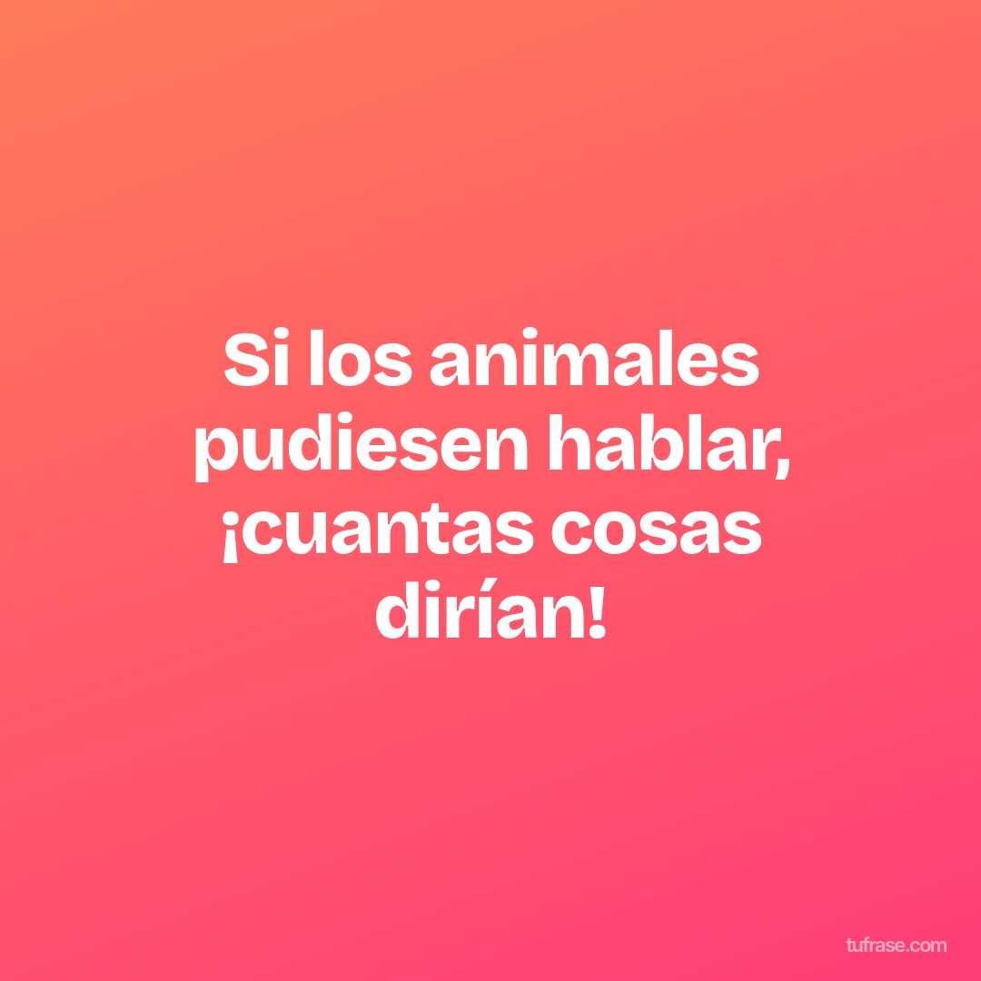 Si los animales pudiesen hablar, ¡cuantas cosas dirían!