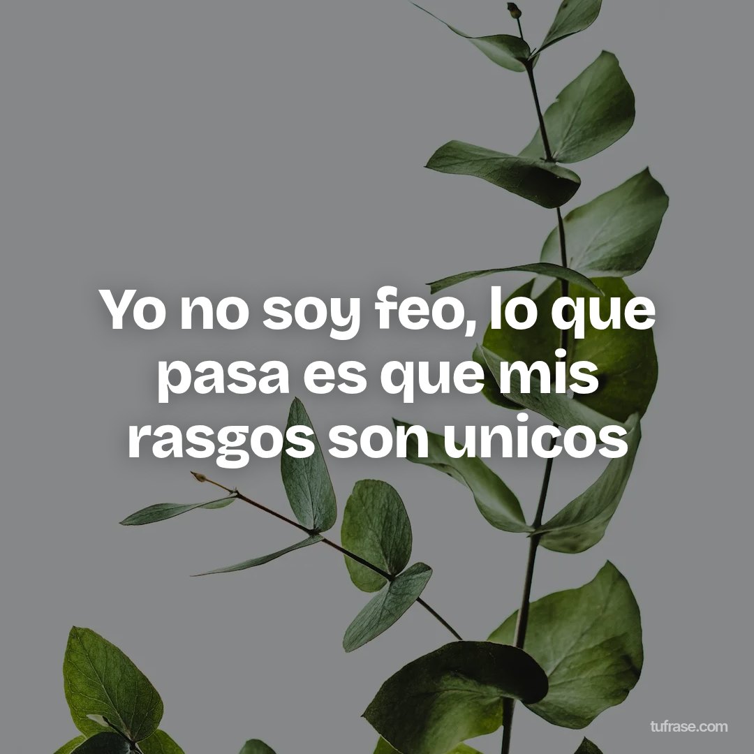 Yo no soy feo, lo que pasa es que mis rasgos son unicos