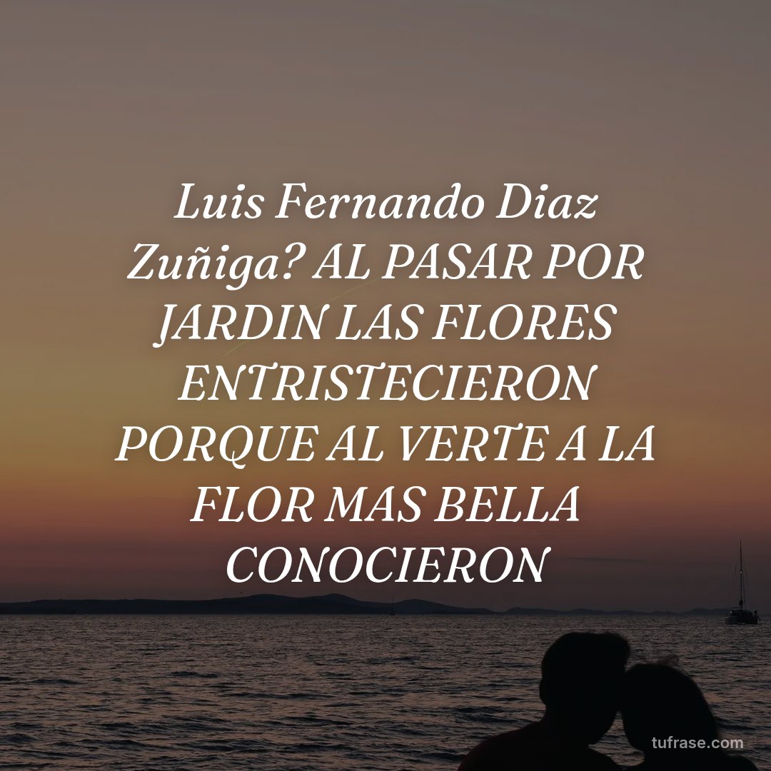 Luis Fernando Diaz Zuñiga? AL PASAR POR JARDIN LAS FLORES ENTRISTECIERON PORQUE AL VERTE A LA FLOR MAS BELLA CONOCIERON