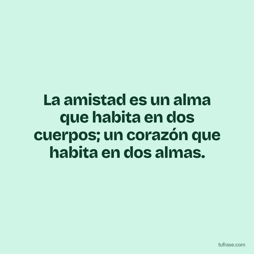 La amistad es un alma que habita en dos cuerpos; un corazón que habita en dos almas.