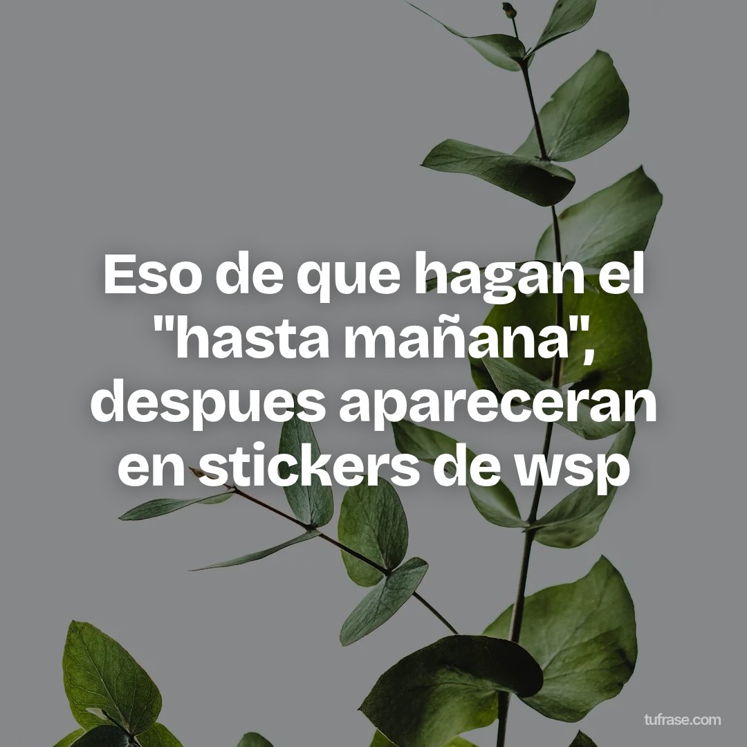 Eso de que hagan el "hasta mañana", despues apareceran en stickers de wsp