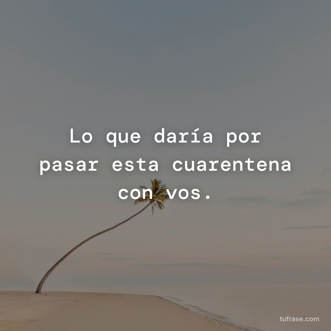 Lo que daría por pasar esta cuarentena con vos.