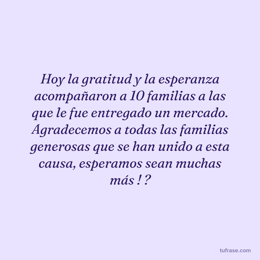 Hoy la gratitud y la esperanza acompañaron a 10 familias a las que le fue entregado un mercado. Agradecemos a todas las familias generosas que se han unido a esta causa, esperamos sean muchas más ! ?
