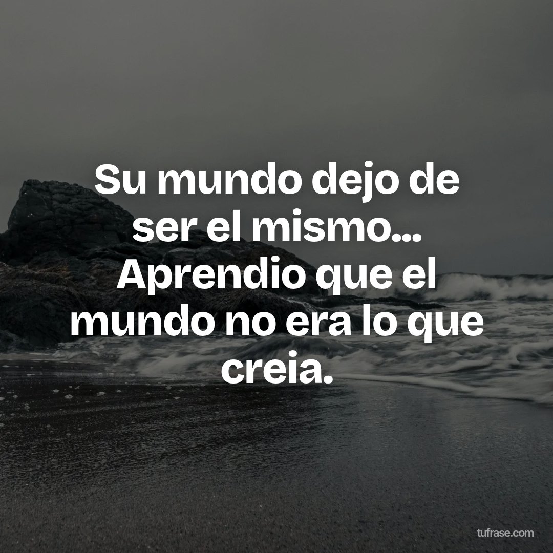 Su mundo dejo de ser el mismo... Aprendio que el mundo no era lo que creia.