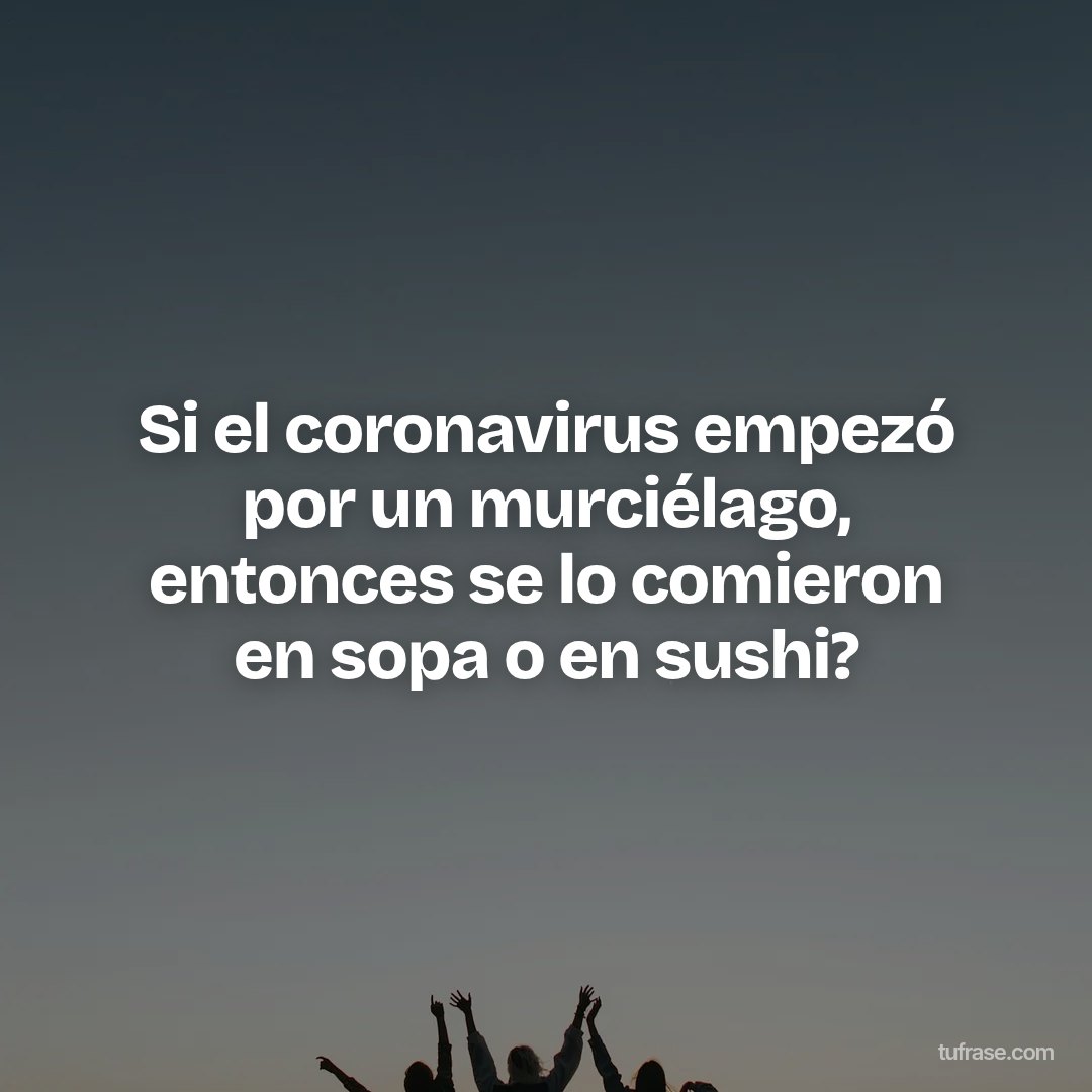 Si el coronavirus empezó por un murciélago, entonces se lo comieron en sopa o en sushi?