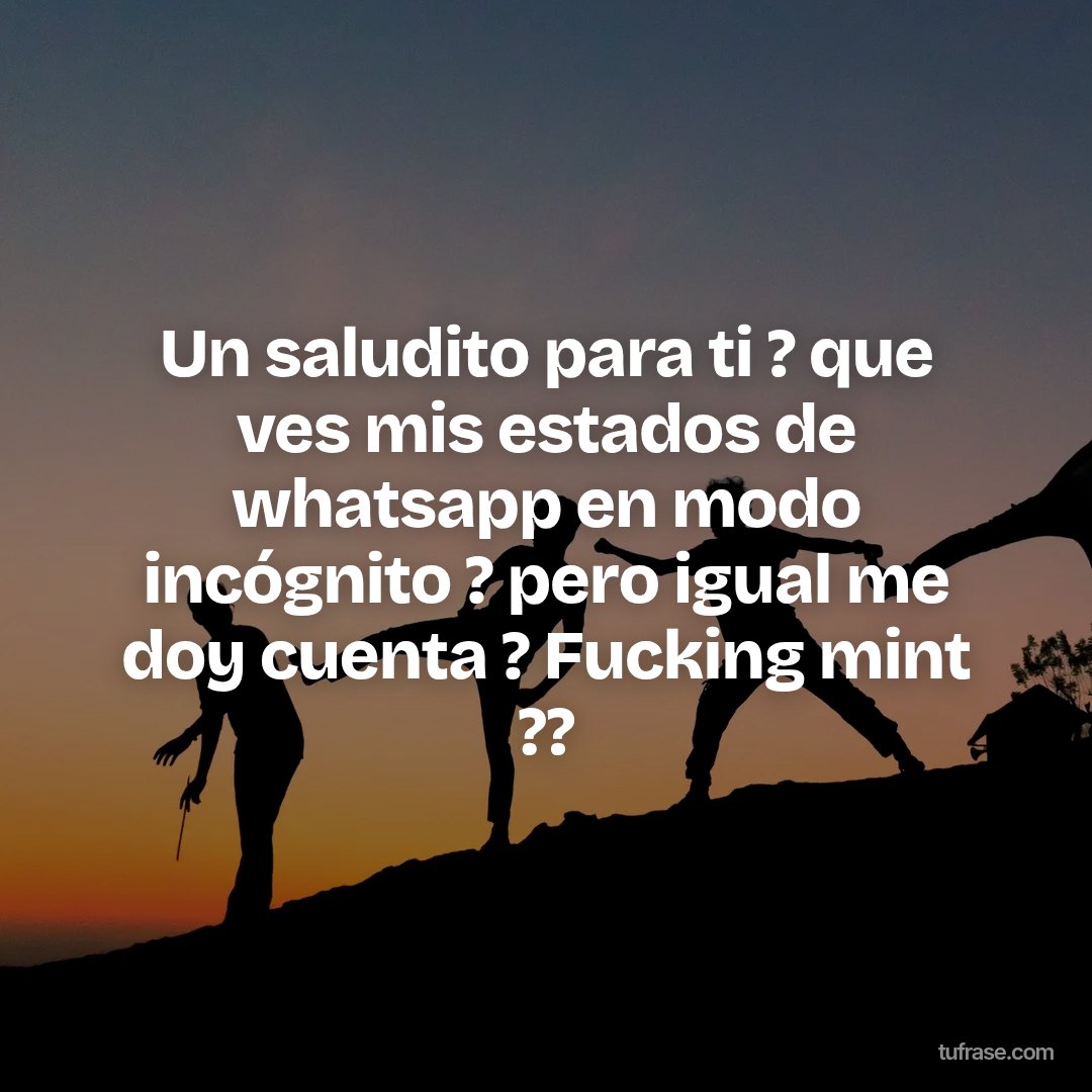 Un saludito para ti ? que ves mis estados de whatsapp en modo incógnito ? pero igual me doy cuenta ? Fucking mint ??