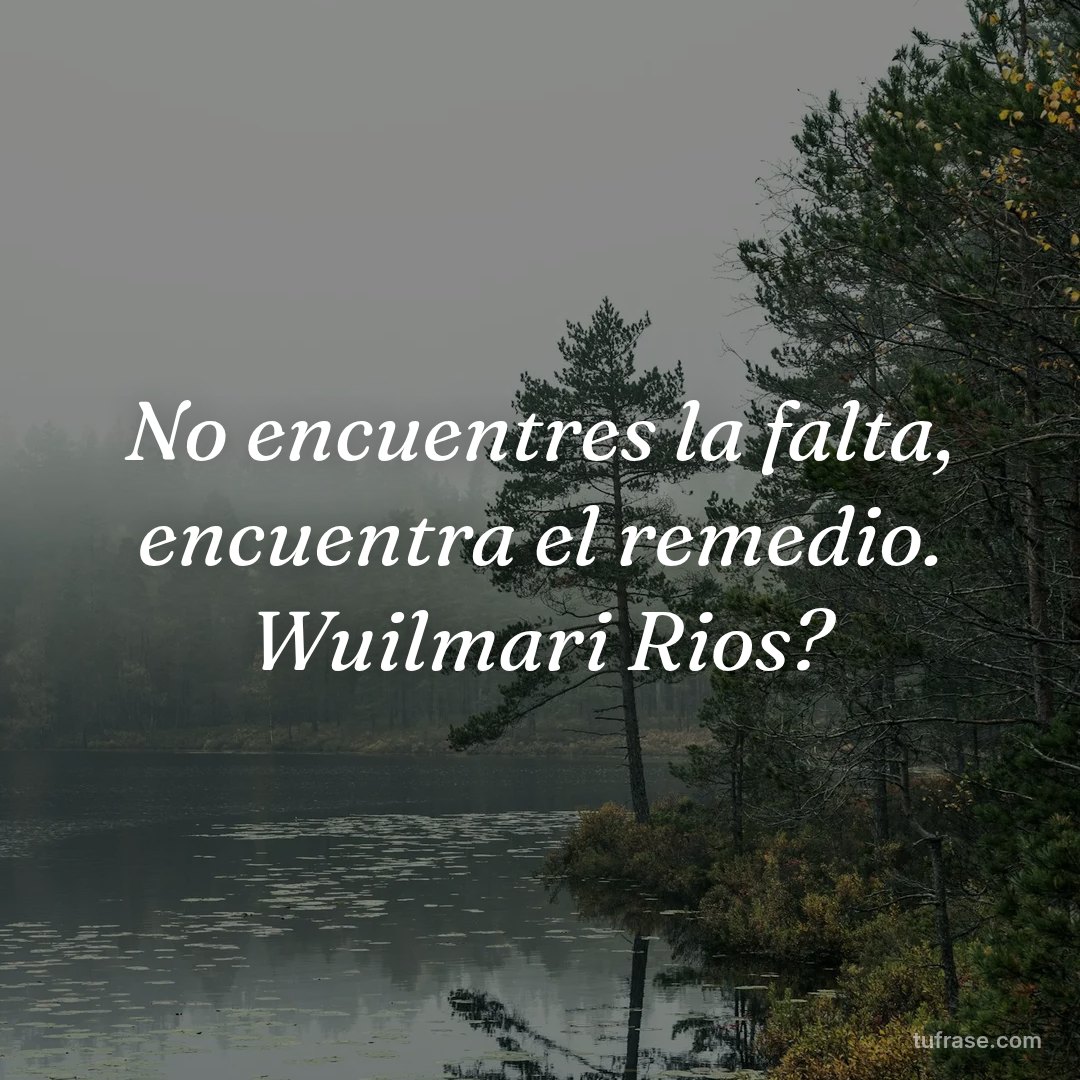 No encuentres la falta, encuentra el remedio. Wuilmari Rios?