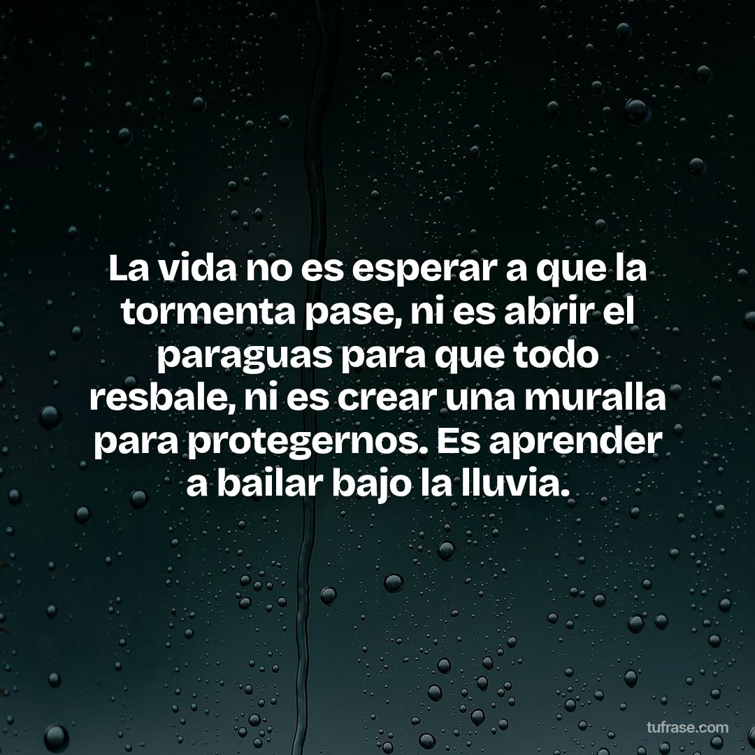 La vida no es esperar a que la tormenta pase, ni es abrir el paraguas para que todo resbale, ni es crear una muralla para protegernos. Es aprender a bailar bajo la lluvia.